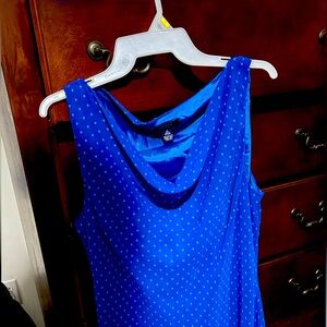 Chaps Blue Polka Dot Midi Dress